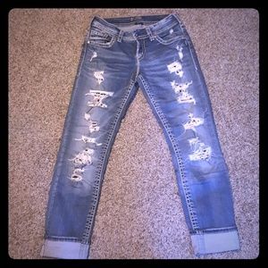Silver SUKI Buckle skinny ankle jeans 28/31